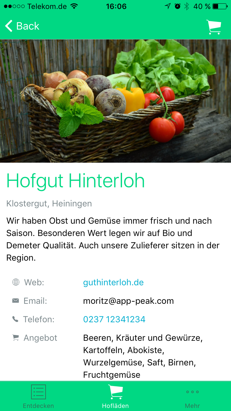 App Screenshot myHofladen